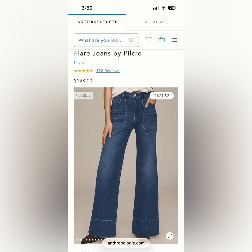 Pilcro Indigo Wide Leg Jeans
